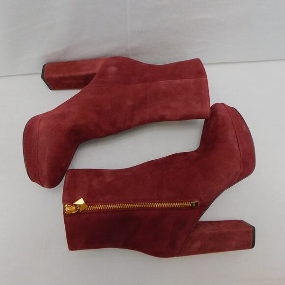 Michael Kors Women's Frenchie Platform Suede Burgundy Boots Size 9 New - Picture 6 of 14